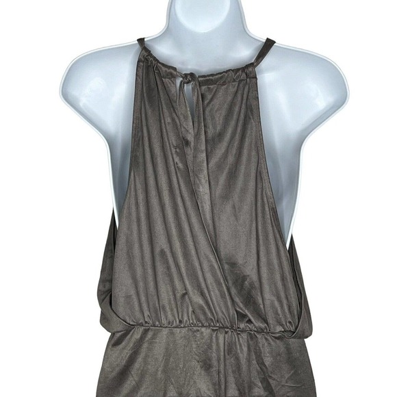 Nightcap by Carisa Rene Taupe Gray Vegan Suede Halter Dress 2 Mini Super Soft - Picture 8 of 11